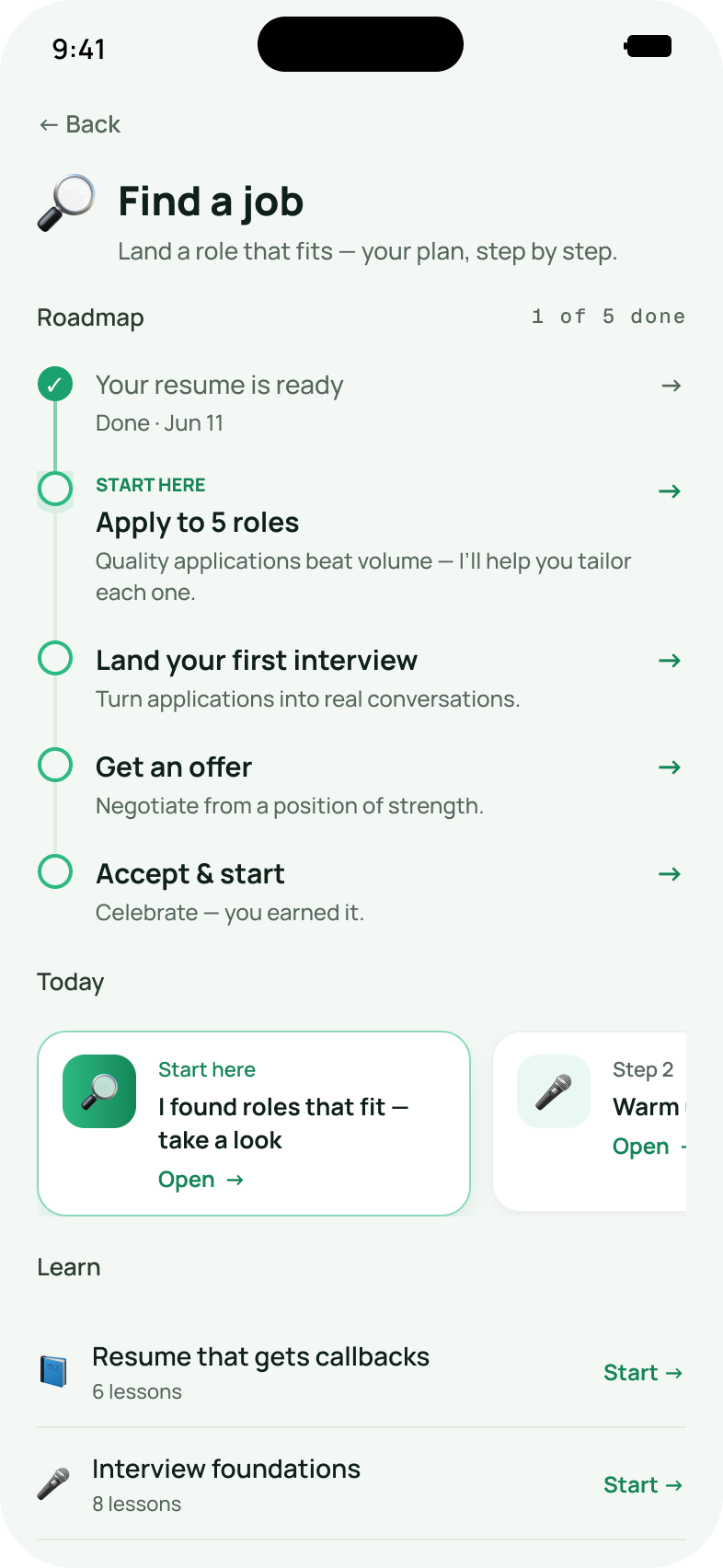 Skill roadmap — mobile screenshot